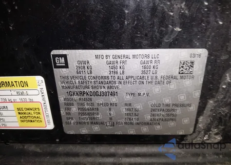 2016 GMC Acadia Sle-2 из США, поврежденный, VIN 1GKKRPKD0GJ307491